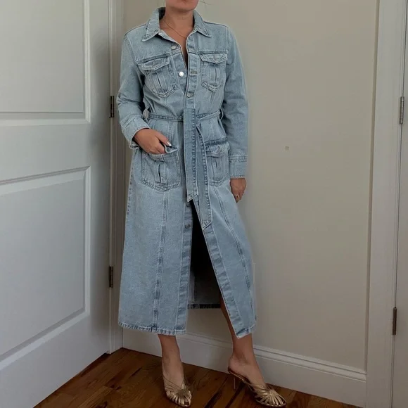 Zara Light Blue Denim Midi Dress - Picture 3 of 11